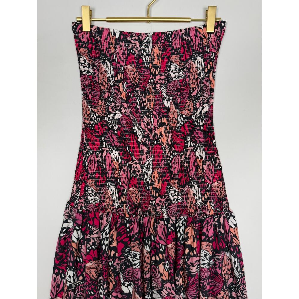 L*Space Lila Strapless Maxi Dress Wings N Things Pink Butterfly Print Small NWT - Picture 8 of 13